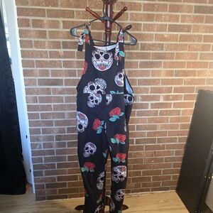 Skull and Rose Print Jumpsuit